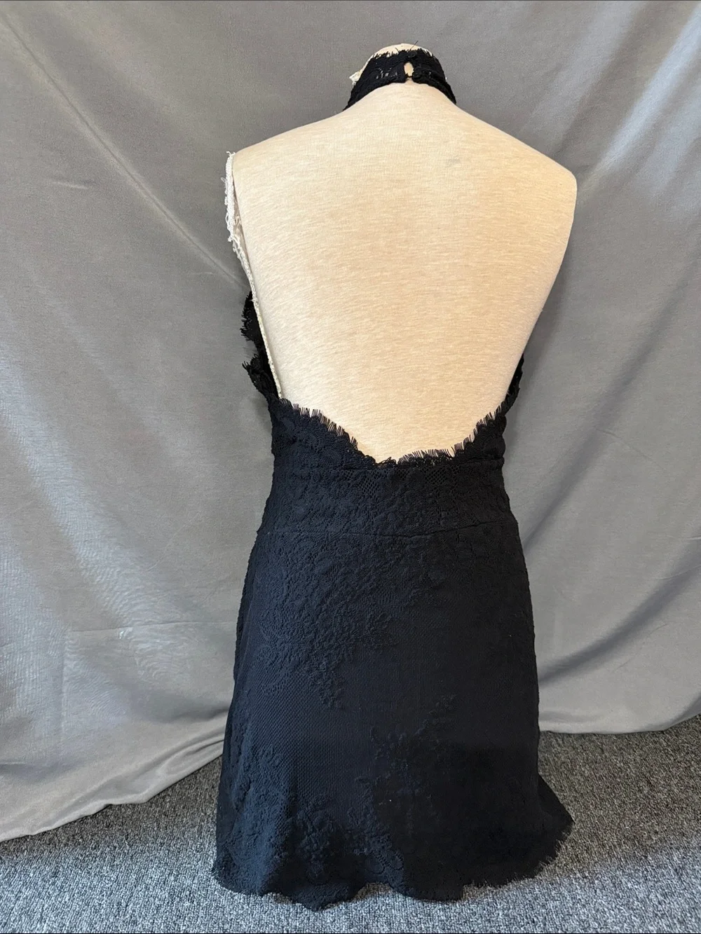 Free People Intimately Harper High Neck Lace Dress Black size Medium - Picture 7 of 12